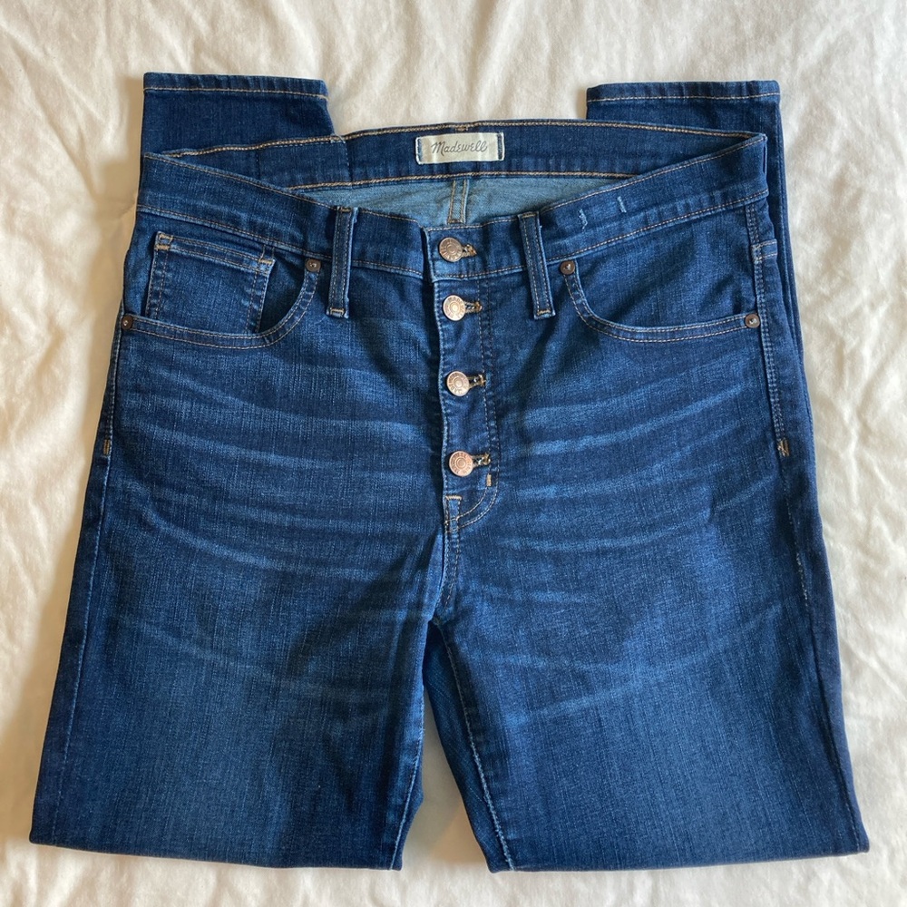 Madewell EUC 9" Mid-Rise Skinny Jeans in Hayes Wash: Button-Front Edition 30P - Picture 2 of 15